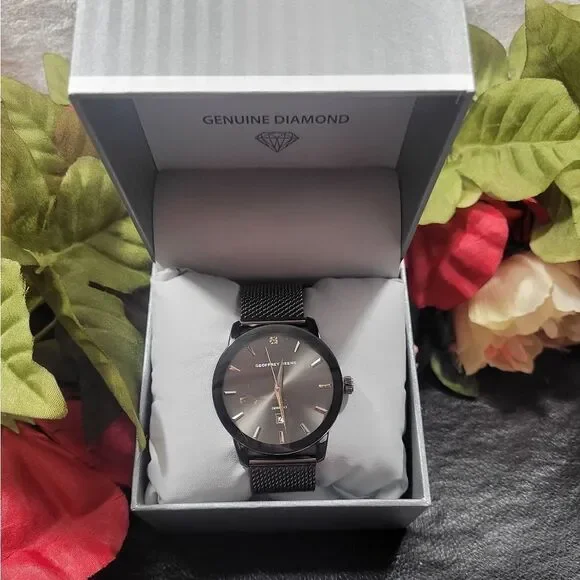 New In Box Geoffrey Beene Gunmetal Mens Watch - Picture 7 of 9